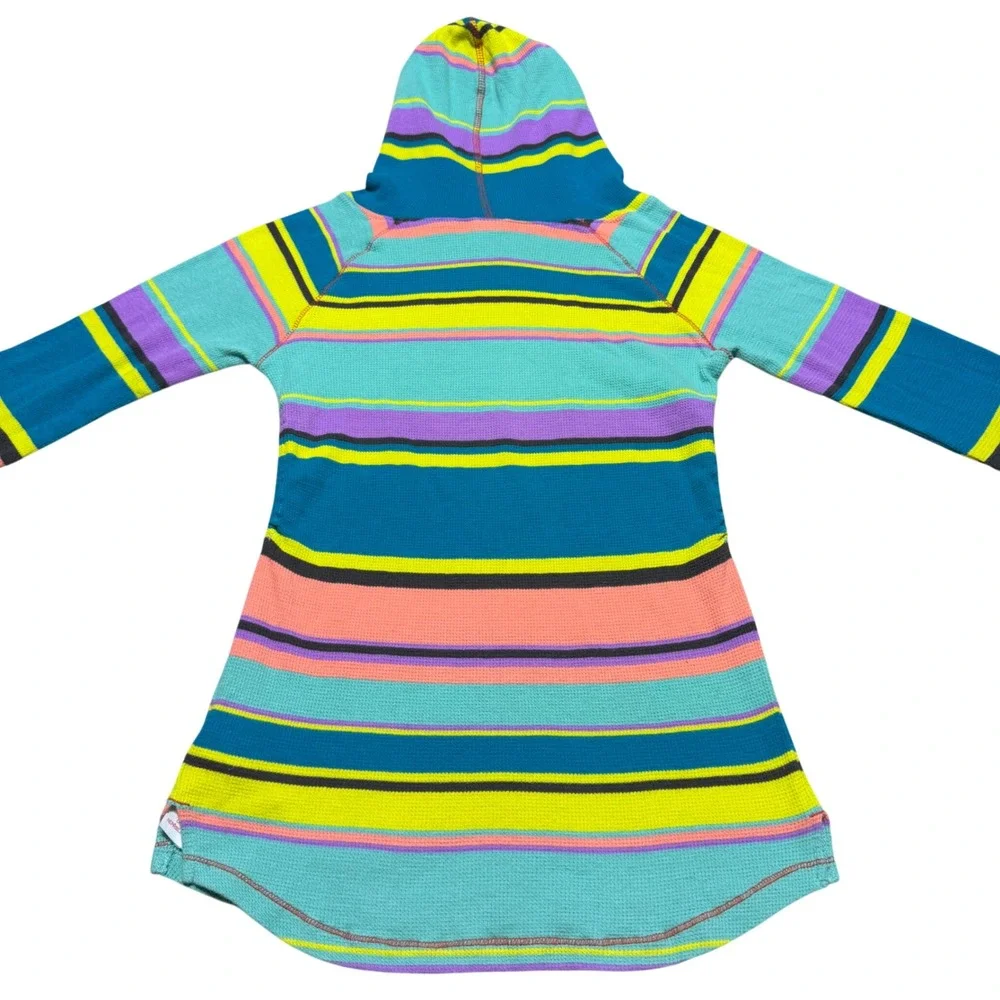 Y2K Nike Girls L (12-13) Pullover Hoodie Lightweight Waffle Knit Neon Stripe